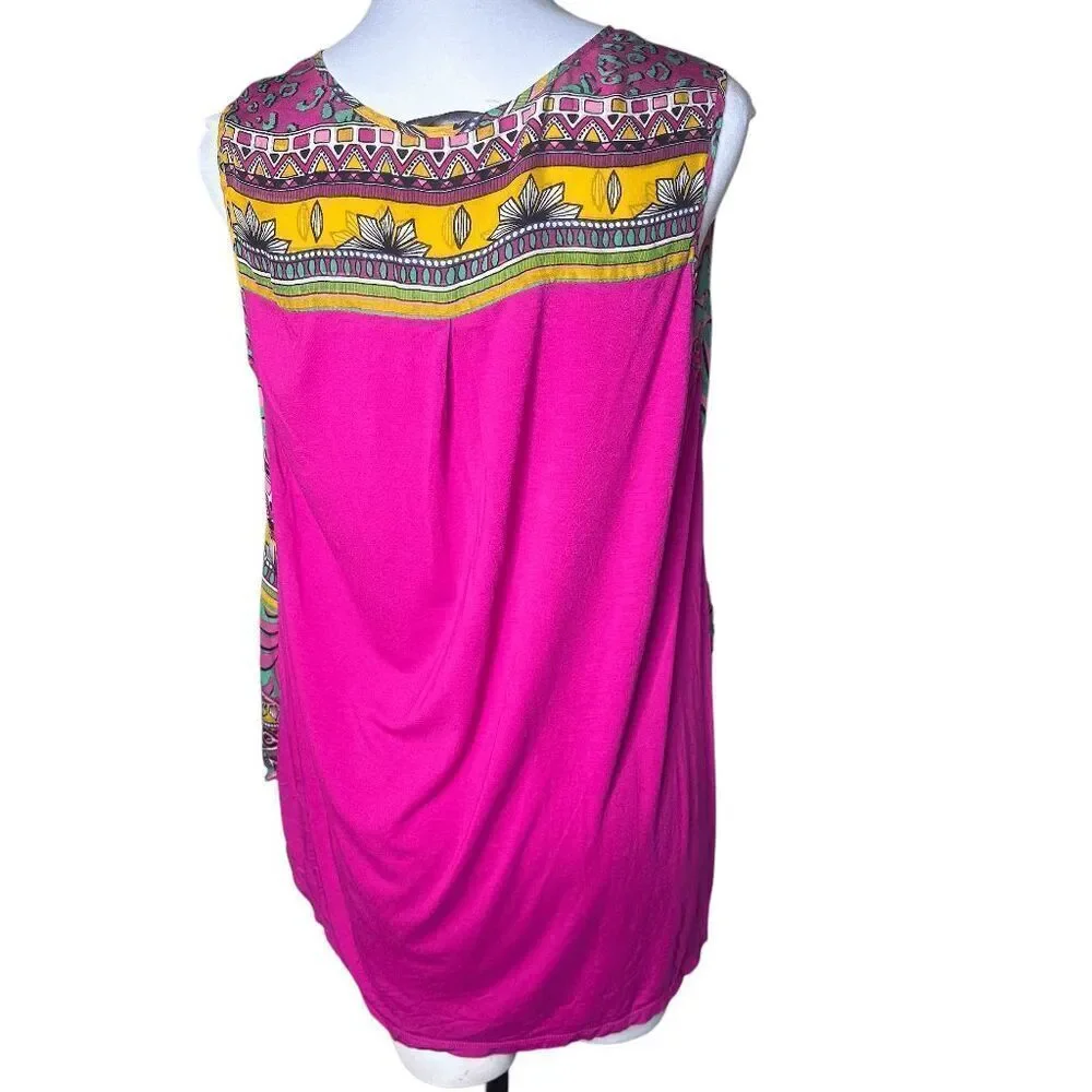 Hale Bob silk top M animal geometric print top sleeveless